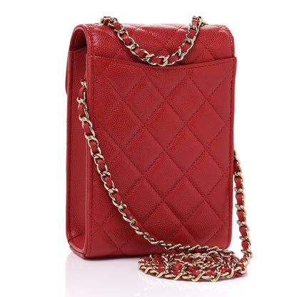 Chanel Caviar Quilted Classic Phone Holder Red 3 of 9