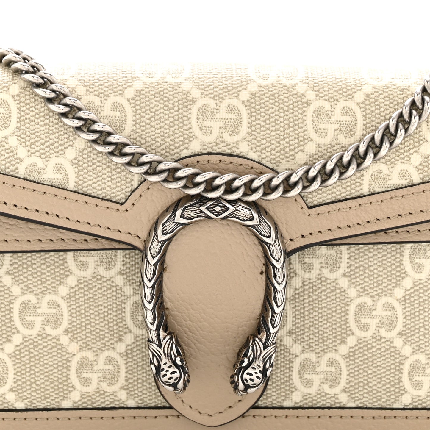 GG Supreme Monogram Textured Dollar Calfskin Super Mini Dionysus Shoulder Bag Beige Mystic White Oatmeal