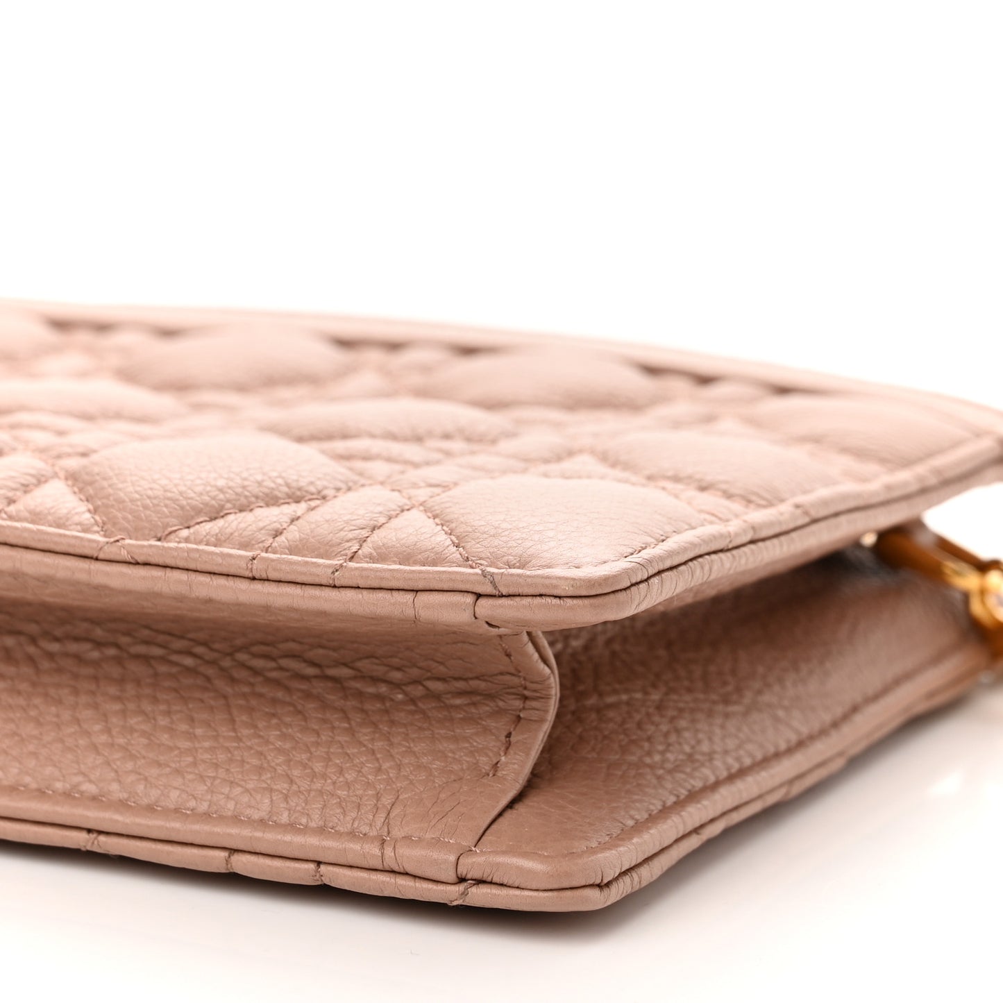 Calfskin Cannage Caro Zipped Pouch With Chain Fard