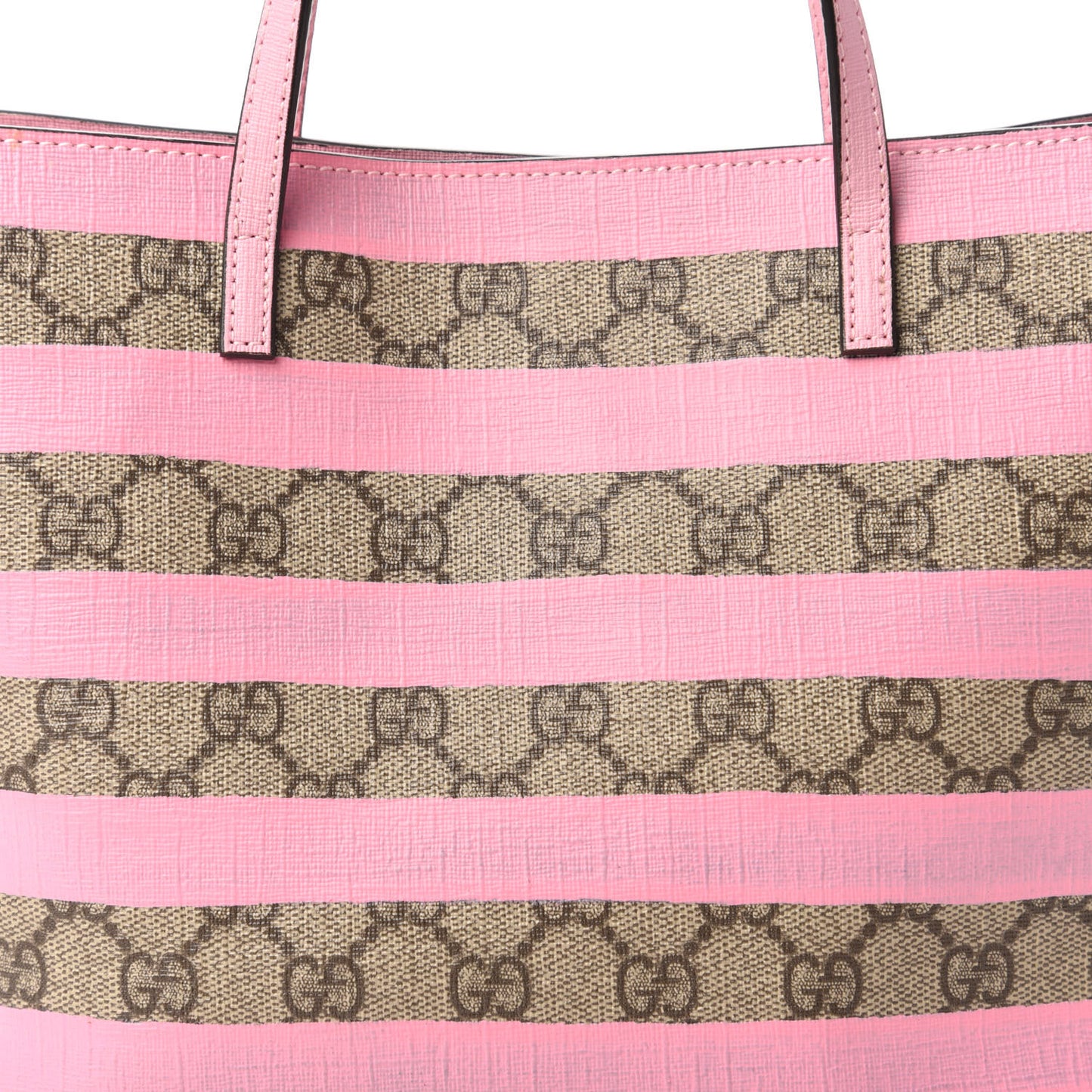 GG Supreme Monogram Striped Childrens Tote Beige Ebony Pink