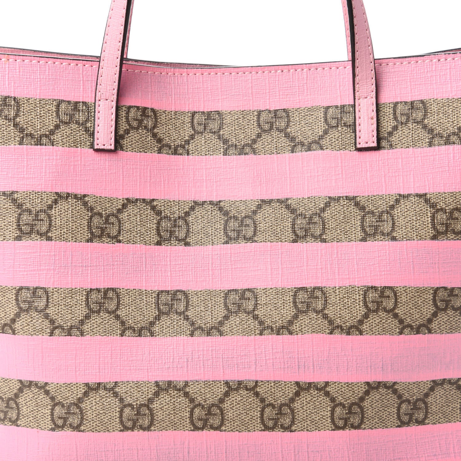 Gucci GG Supreme Monogram Striped Childrens Tote Beige Ebony Pink 10 of 10