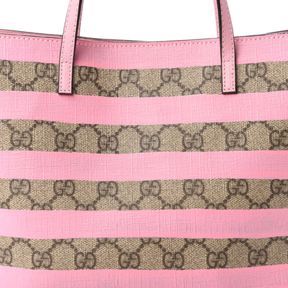 Gucci GG Supreme Monogram Striped Childrens Tote Beige Ebony Pink 10 of 10
