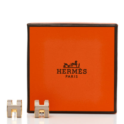 Hermes Gold Lacquered Mini Pop H Earrings Marron Glace 5 of 5