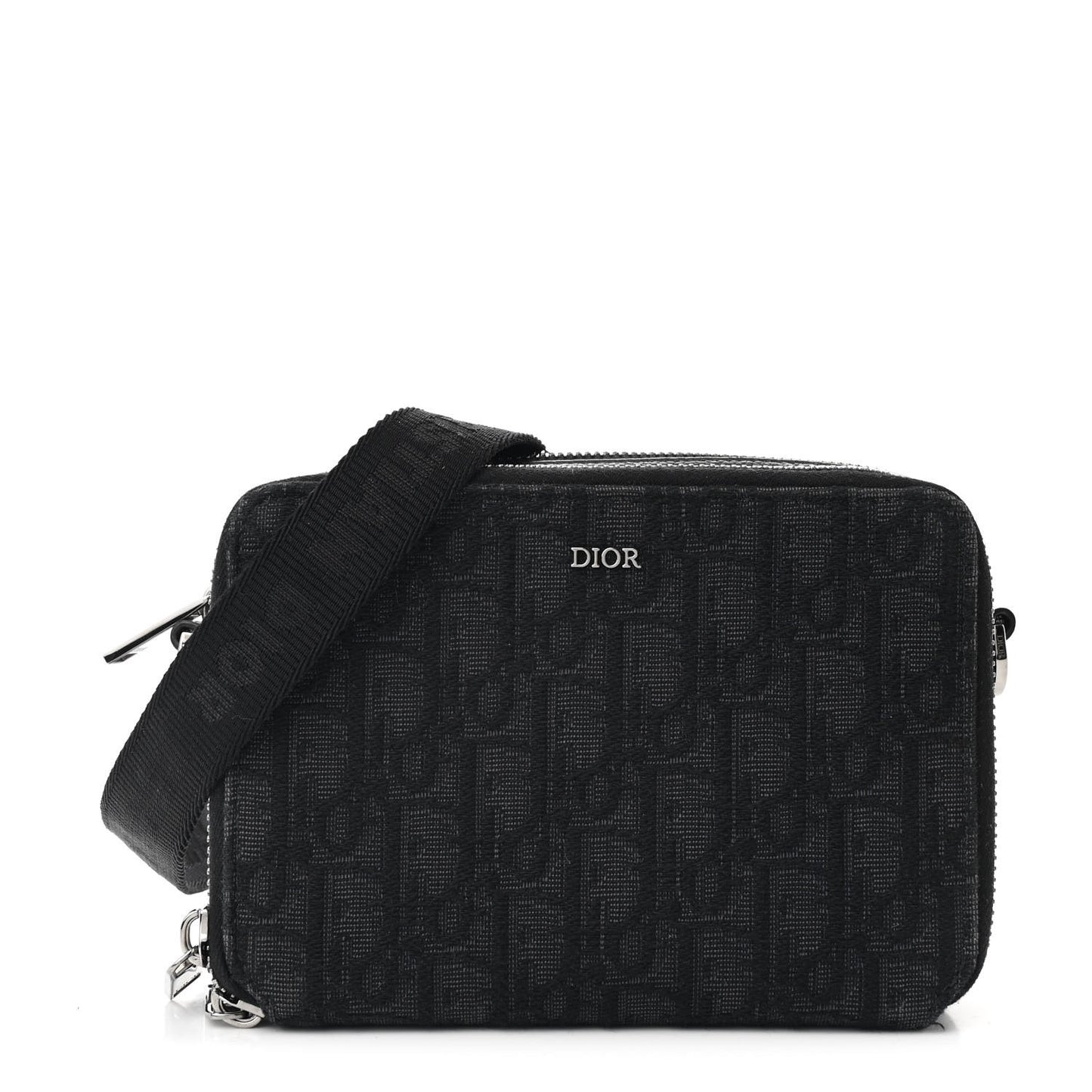 Oblique Zipped With Strap Pouch Blue Black