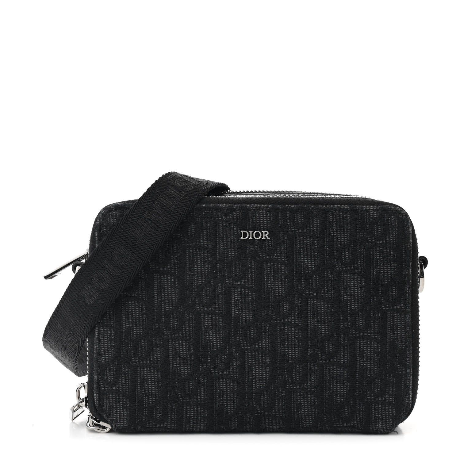 Christian Dior Oblique Zipped With Strap Pouch Blue Black 1 of 13