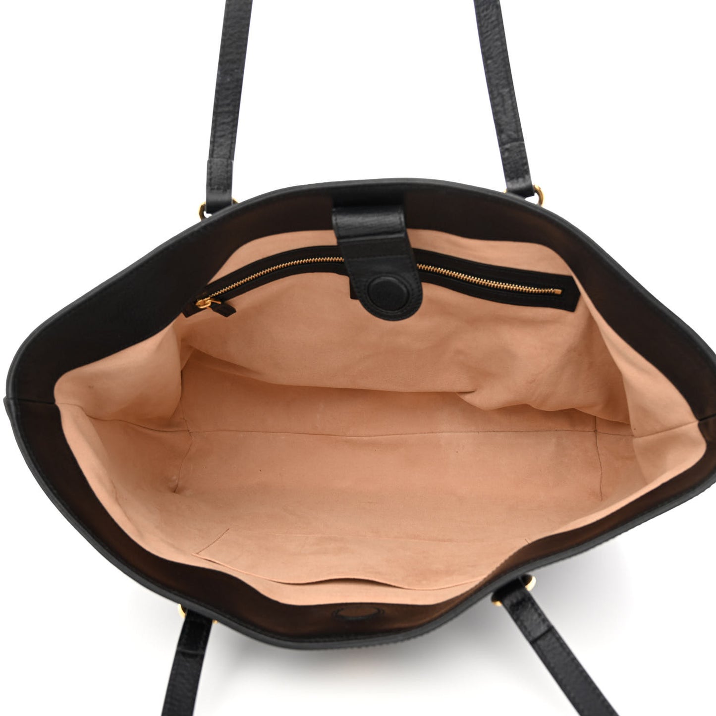 Textured Calfskin Web Medium Ophidia Shopping Tote Black