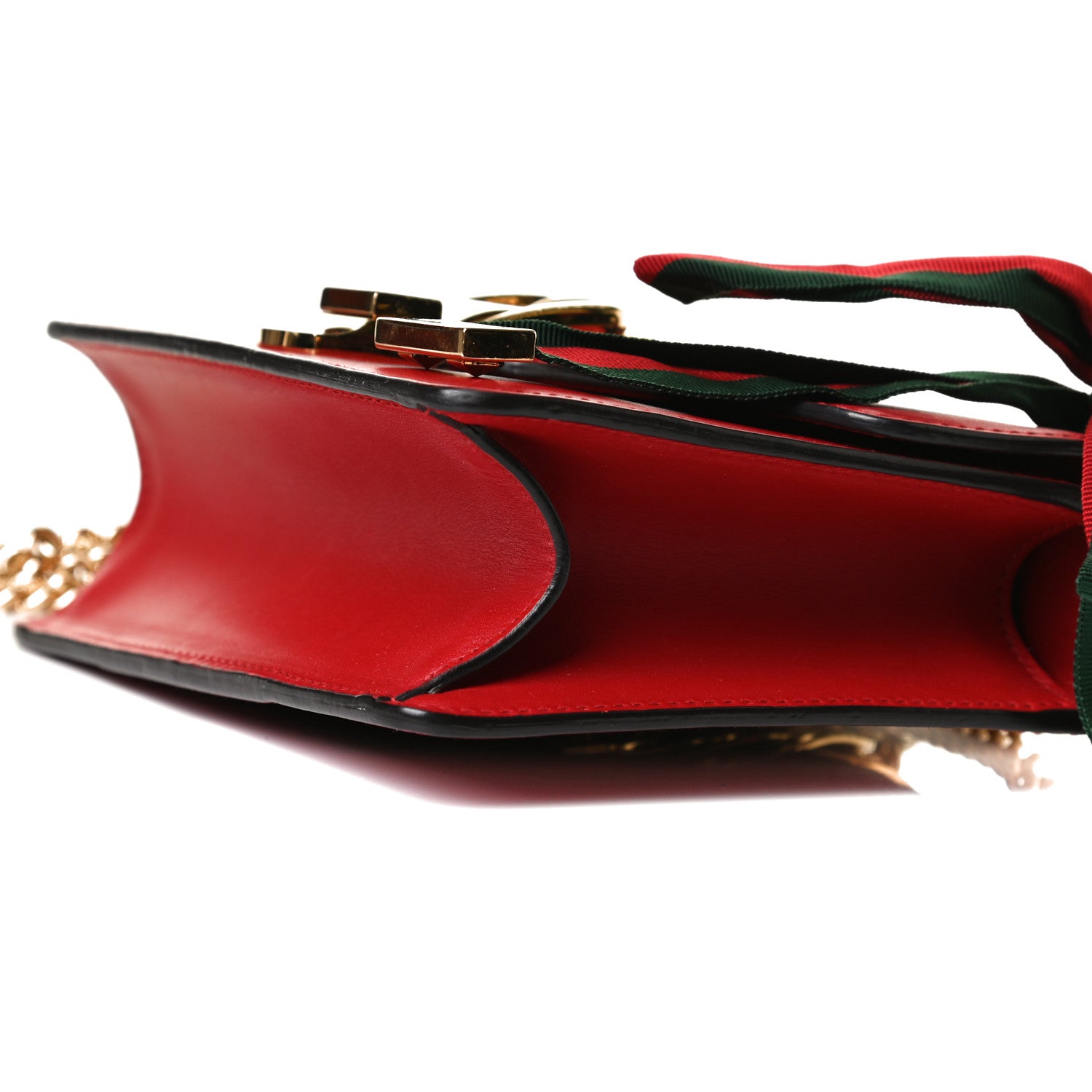 Gucci Calfskin Mini Sylvie Chain Shoulder Bag Hibiscus Red 5 of 14