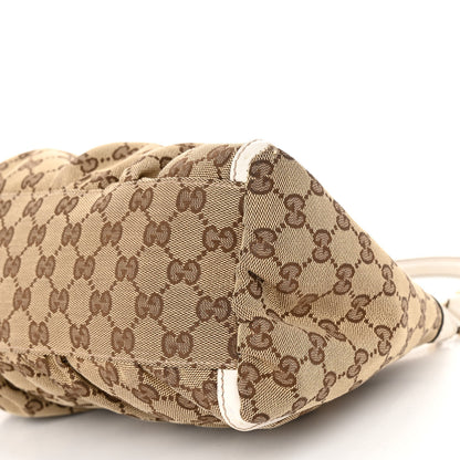 Gucci Monogram Medium D Gold Ring Hobo White 10 of 12