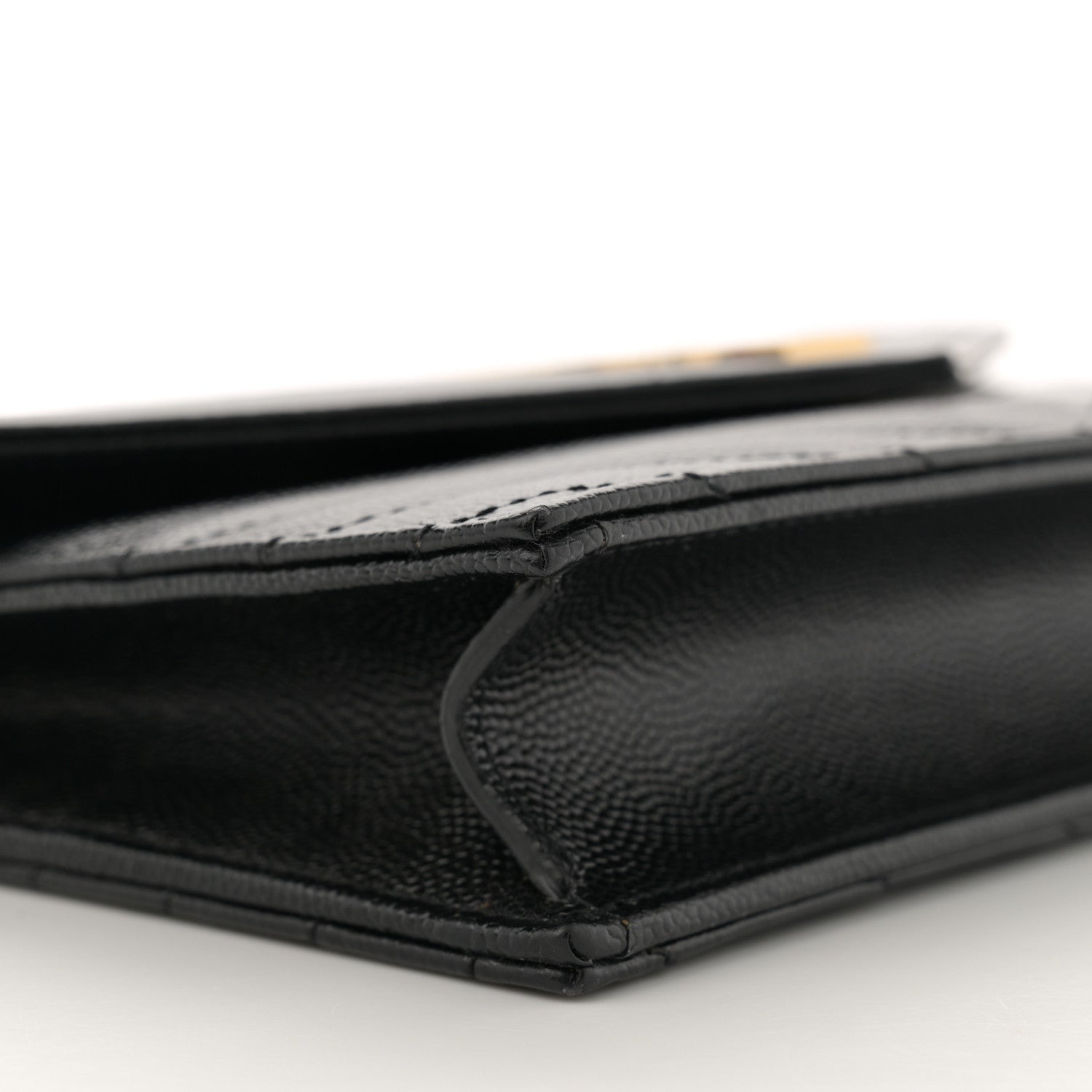 Saint Laurent Grain De Poudre Matelasse Chevron Monogram Envelope Chain Wallet Black 9 of 11