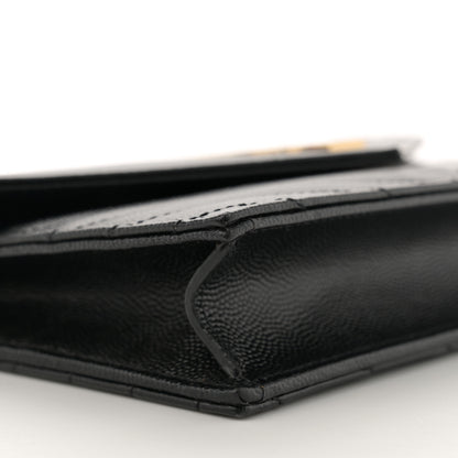 Saint Laurent Grain De Poudre Matelasse Chevron Monogram Envelope Chain Wallet Black 9 of 11
