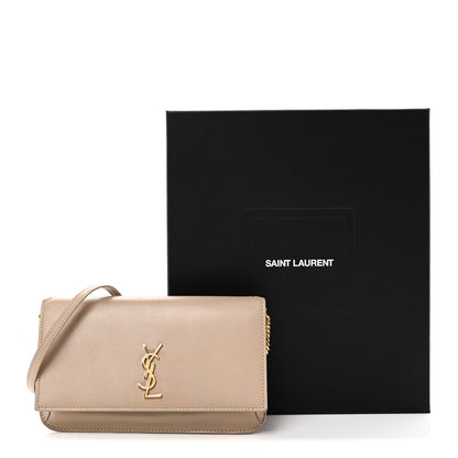 Saint Laurent Smooth Calfskin Monogram Phone Holder Crossbody Dark Beige 11 of 11