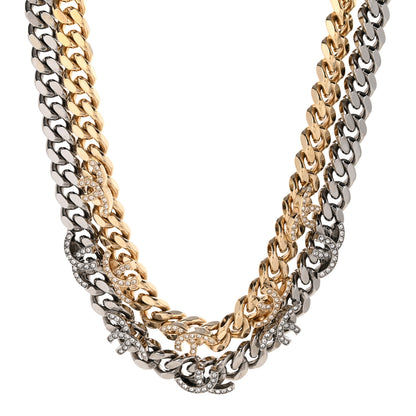 Chanel Crystal Chain CC Link Choker Gold Ruthenium 1 of 7