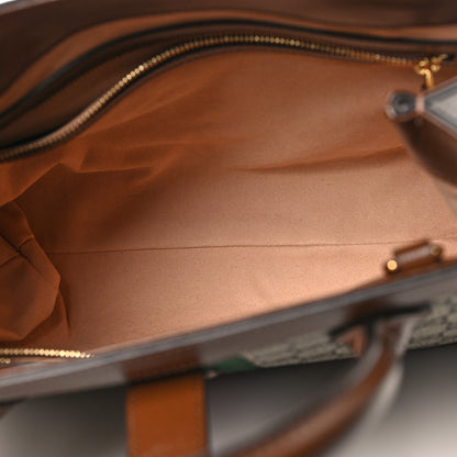 Gucci GG Supreme Monogram Azalea Calfskin Web Medium Jackie 1961 Tote Beige Ebony Brown Sugar 5 of 10