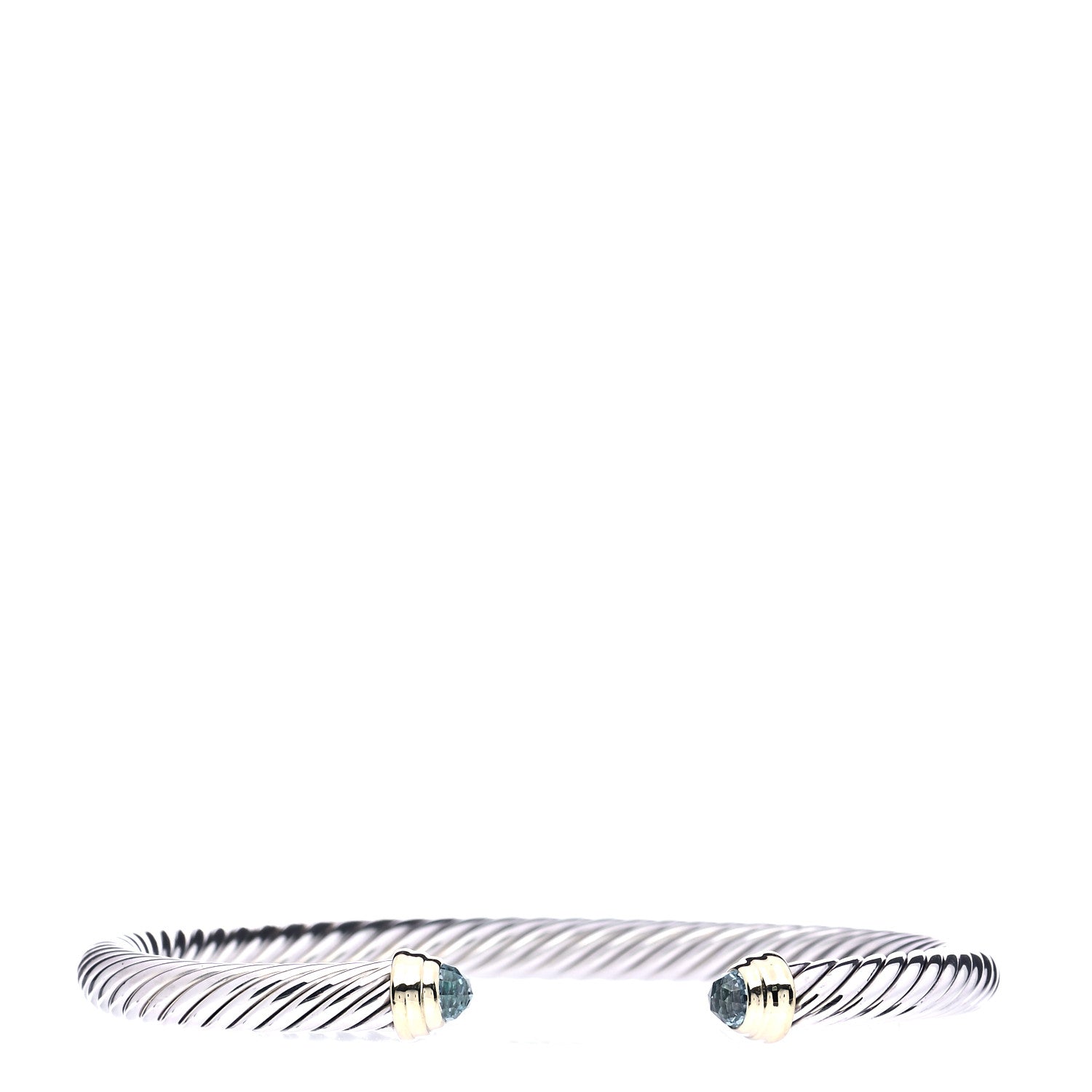 David Yurman Sterling Silver 18K Yellow Gold Blue Topaz 4mm Cable Kids Birthstone Bracelet 1 of 5