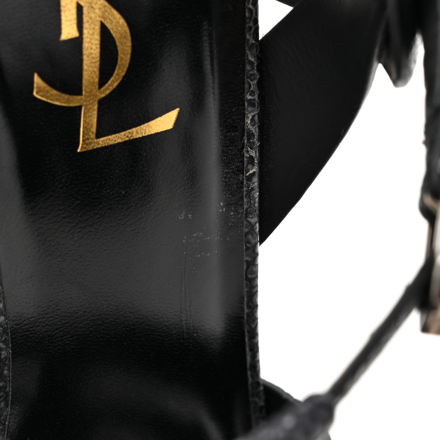 Saint Laurent Grained Calfskin Razza Print Tribute 75 Platform Sandals 38.5 Dark Grey 12 of 13