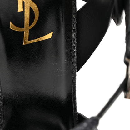 Saint Laurent Grained Calfskin Razza Print Tribute 75 Platform Sandals 38.5 Dark Grey 12 of 13
