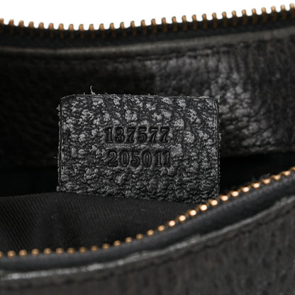 Gucci Pebbled Calfskin Web Bamboo Ring Hobo Black 7 of 13