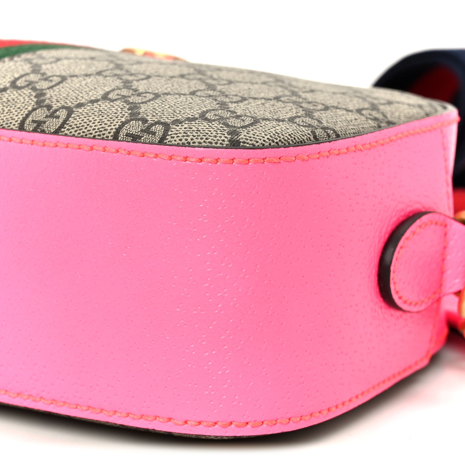 Gucci GG Supreme Monogram Textured Dollar Calfskin Web Ophidia Small Crossbody Bag Beige Ebony Fuchsia 9 of 9