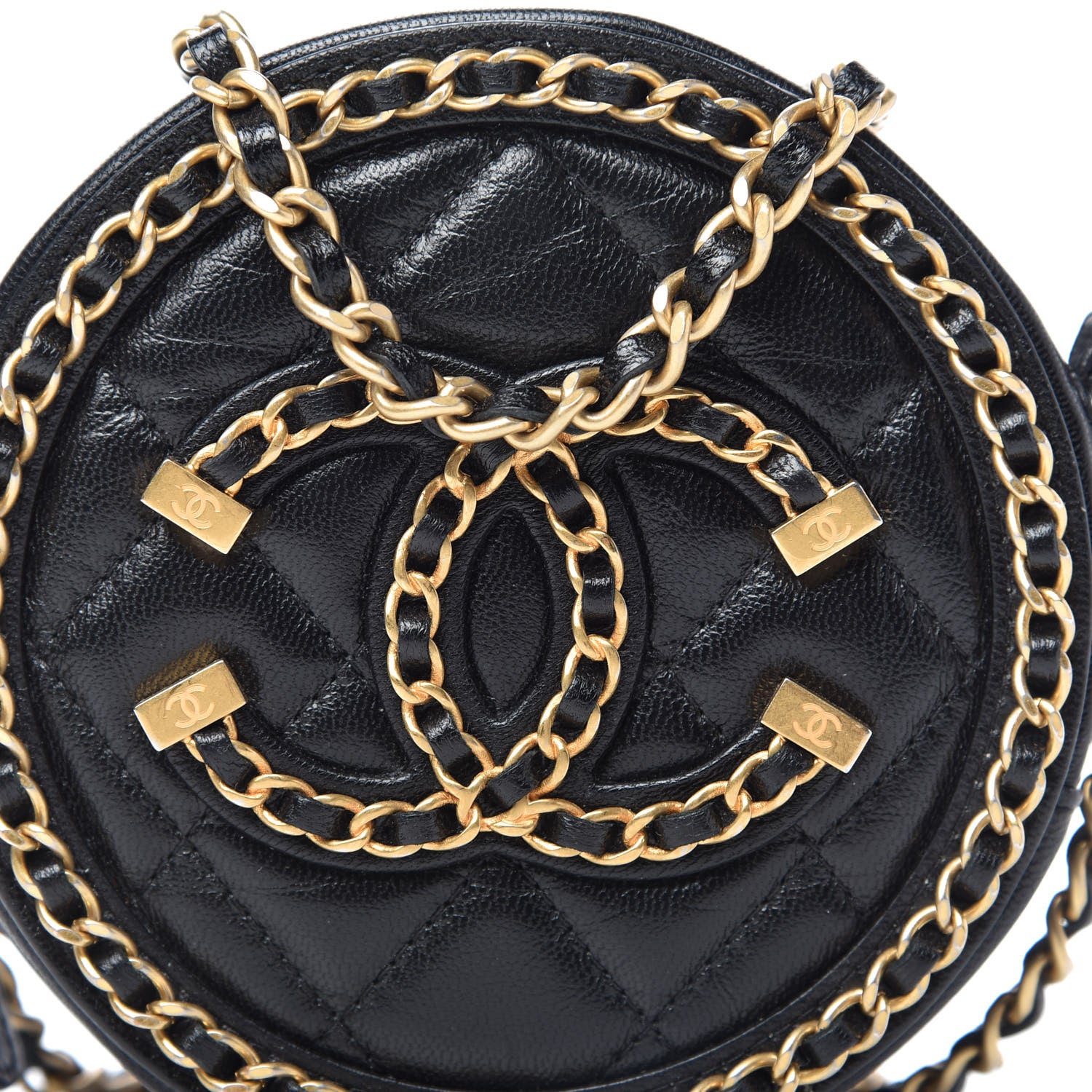 Chanel Lambskin Quilted Round Filigree Chain Around Crossbody Black 10 of 10