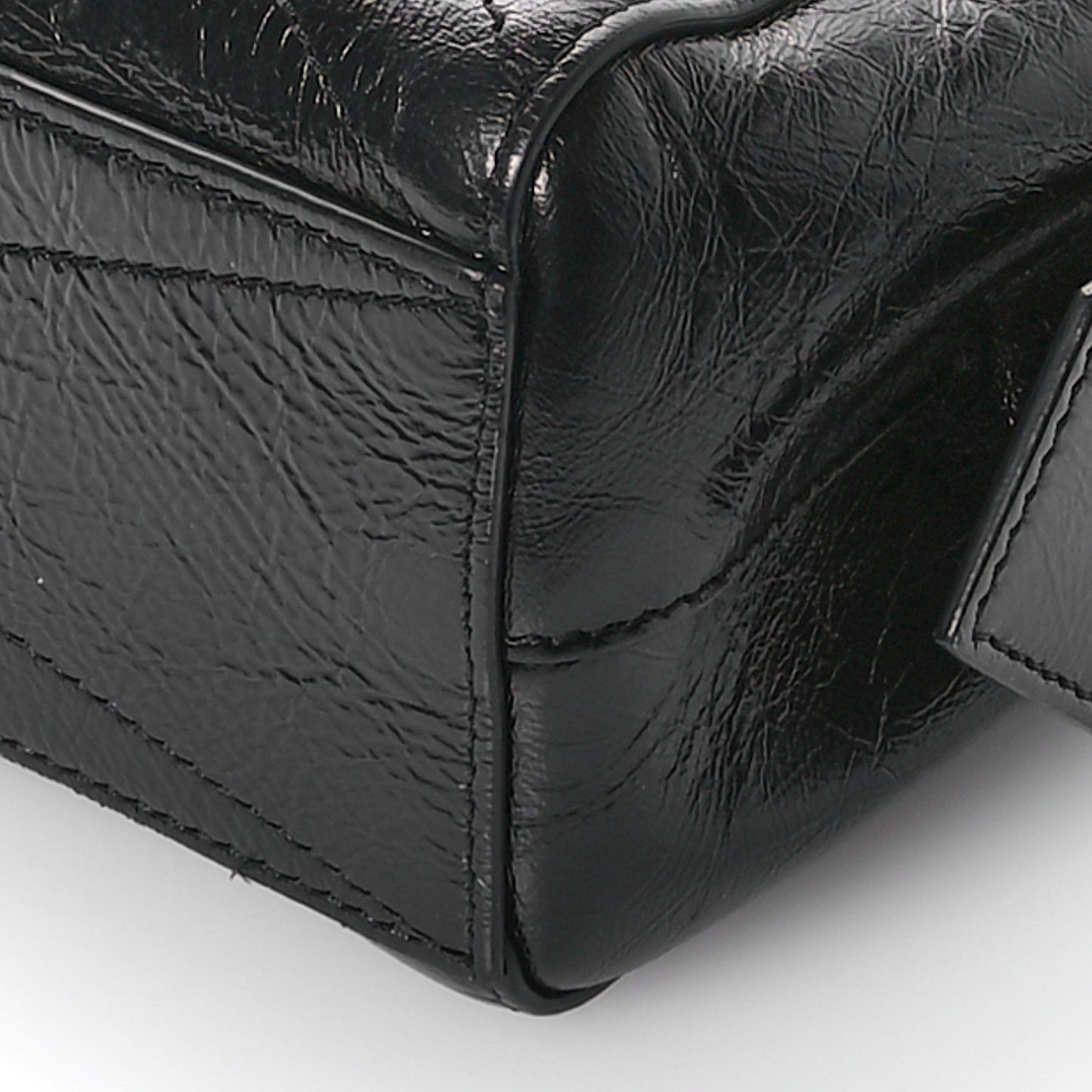 Creased Patent Calfskin Small ID Flap Black