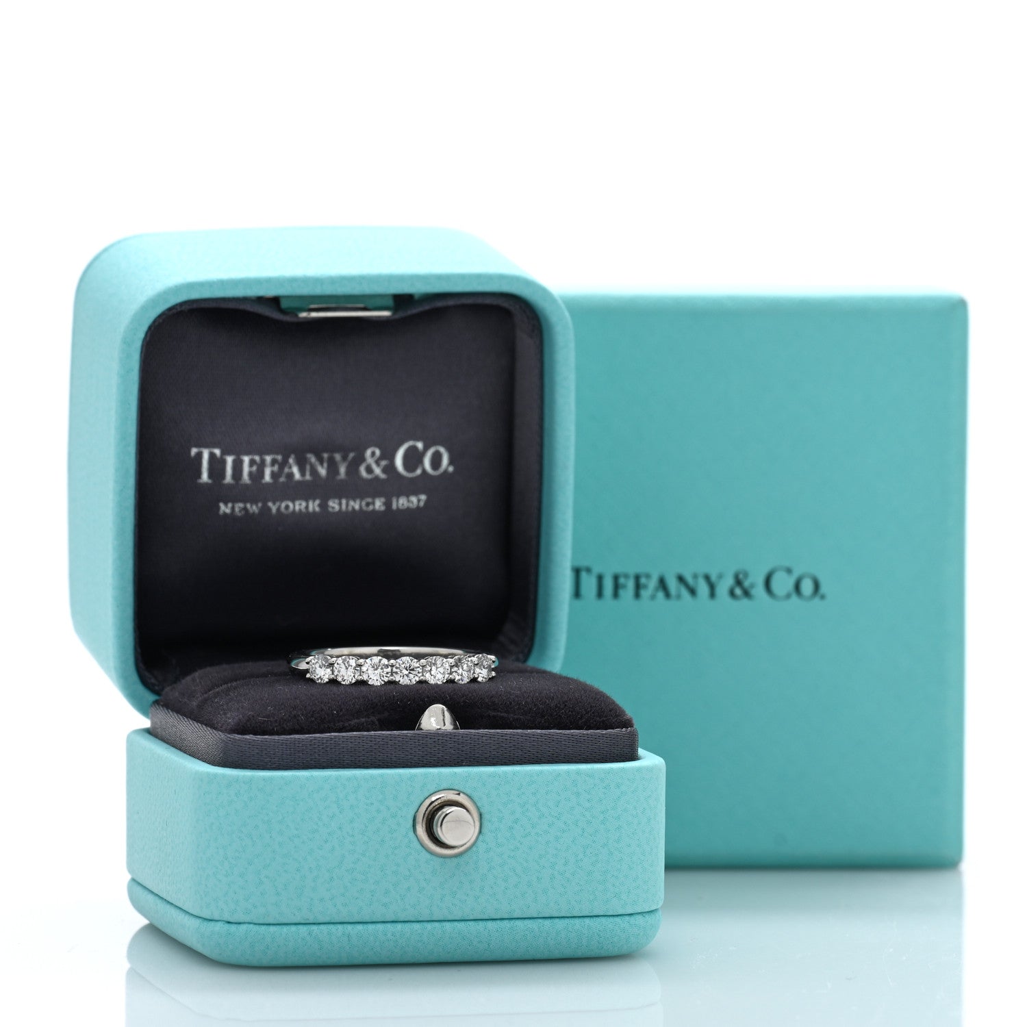 Tiffany Platinum Diamond 3mm Embrace Half Circle Band Ring 52 6 5 of 5