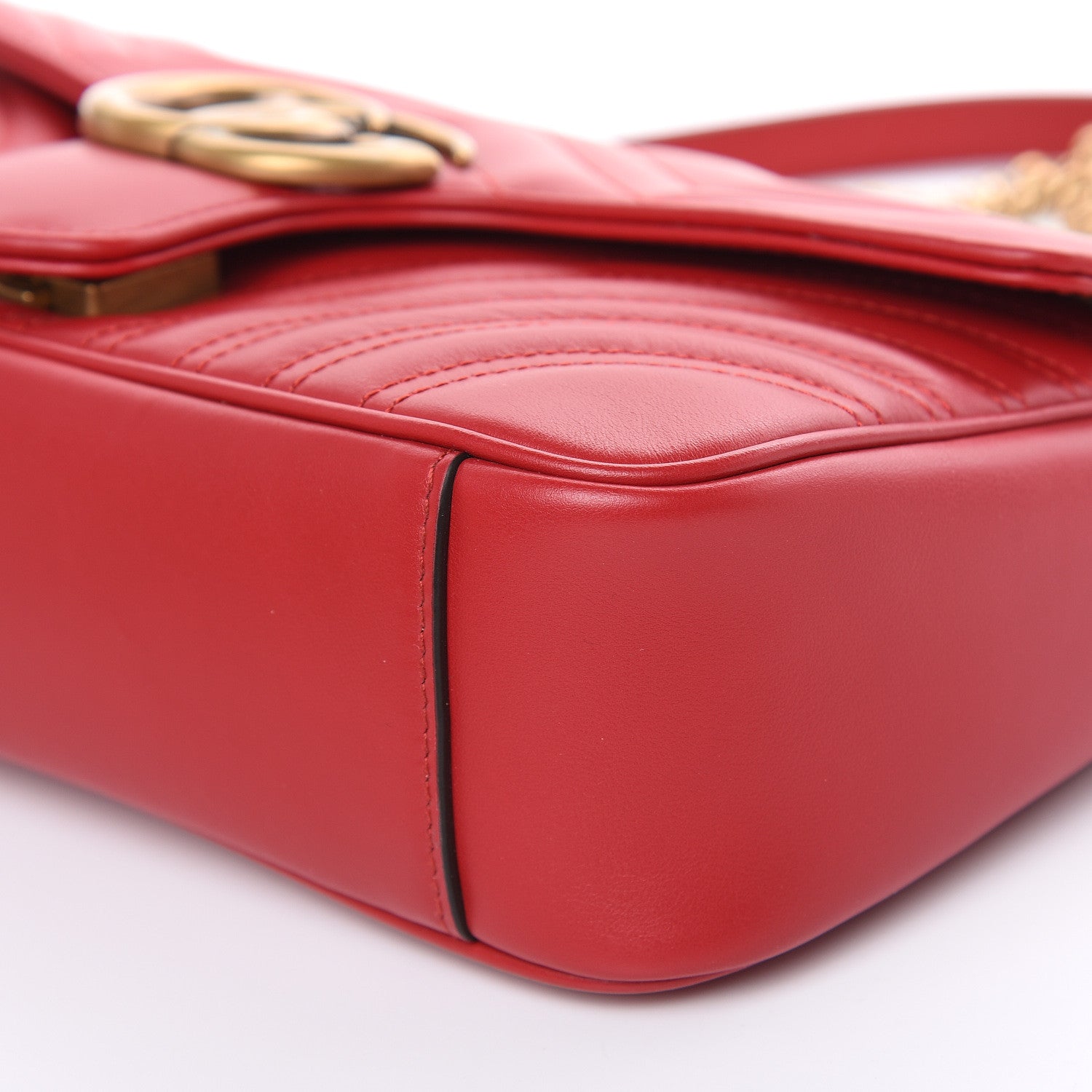 Gucci Calfskin Matelasse Small GG Marmont Shoulder Bag Hibiscus Red 9 of 9