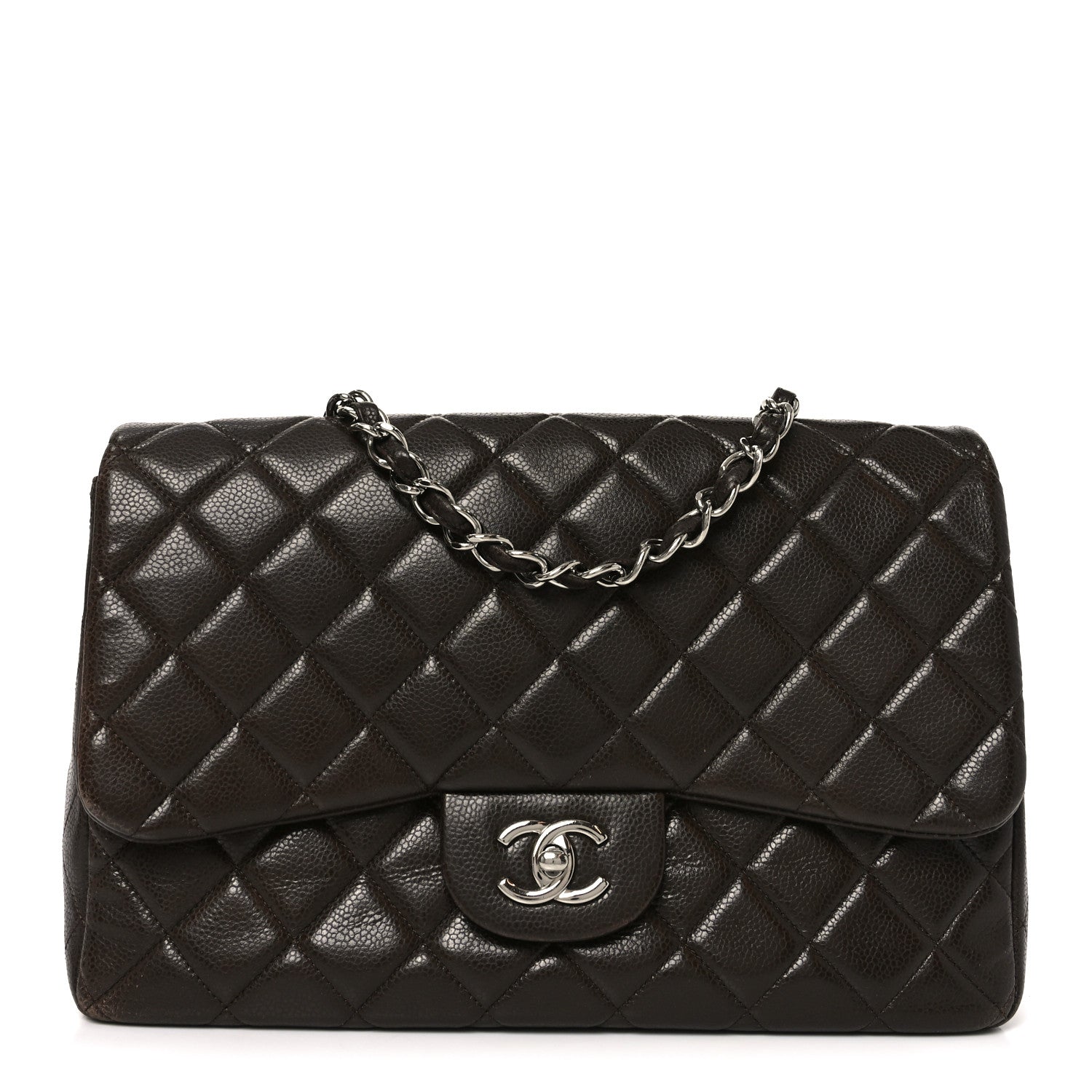 Chanel Caviar Quilted Jumbo Single Flap Dark Brown 1 of 10