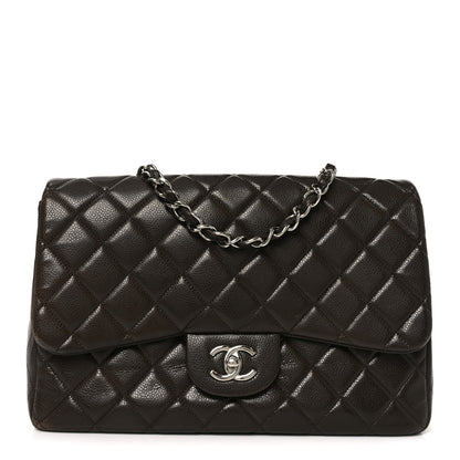 Chanel Caviar Quilted Jumbo Single Flap Dark Brown 1 of 10
