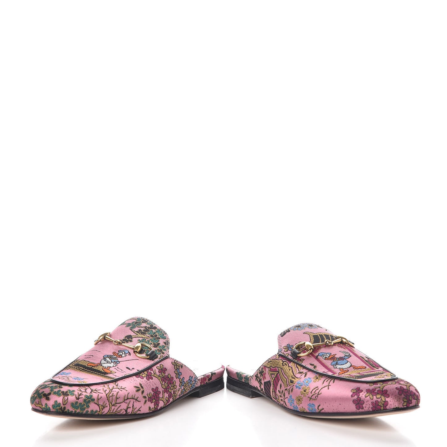 X DISNEY Jacquard Japanese Donald Duck Womens Princetown Slippers 38 Pink Black
