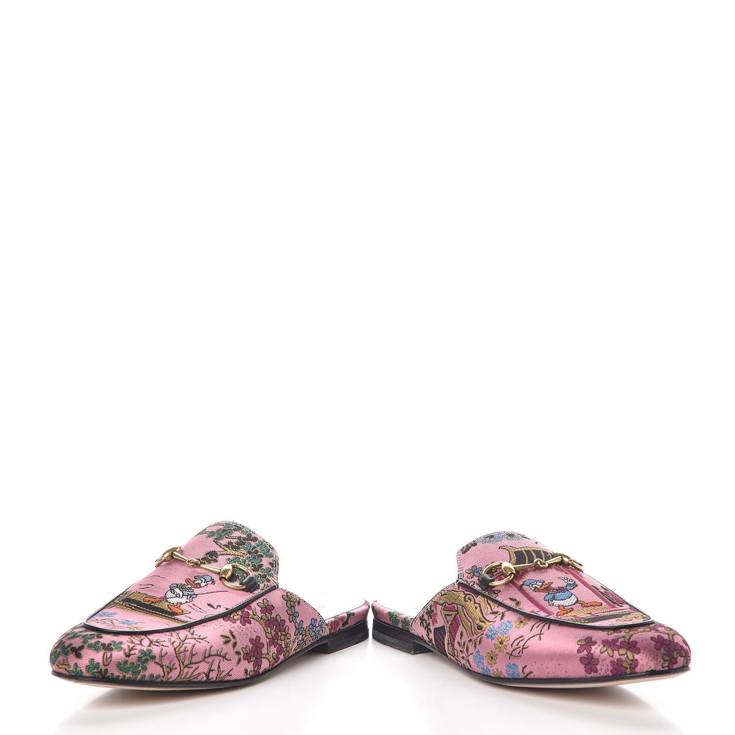 Gucci X DISNEY Jacquard Japanese Donald Duck Womens Princetown Slippers 38 Pink Black 6 of 11