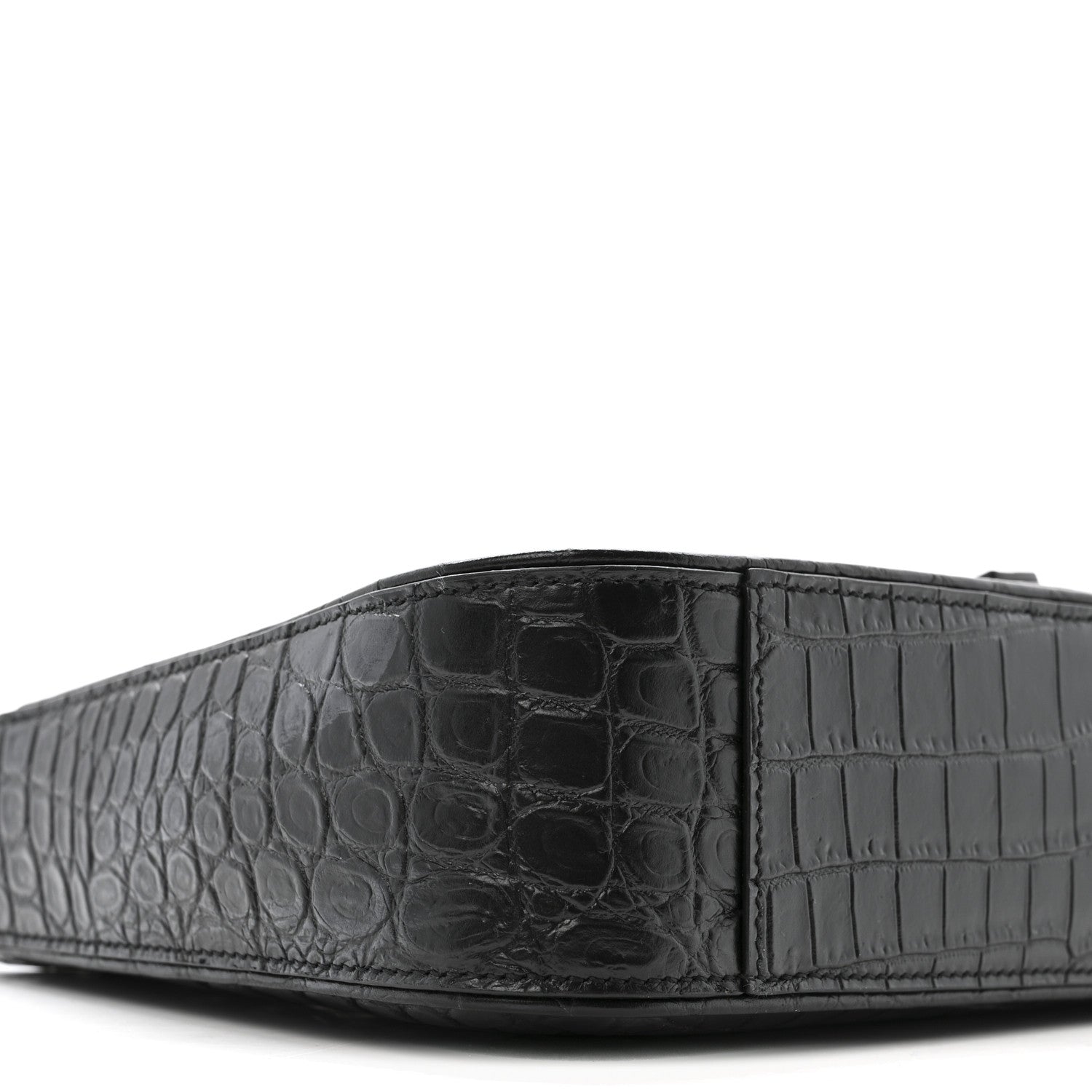Saint Laurent Calfskin Crocodile Embossed Le 5 A 7 Hobo Black 9 of 11