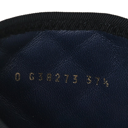 Chanel Fabric Grosgrain Quilted Cap Toe Lace Up Combat Boots 37.5 Navy Black 7 of 7
