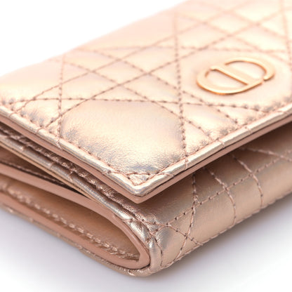 Christian Dior Metallic Lambskin Cannage Caro Glycine Wallet Pink 8 of 9