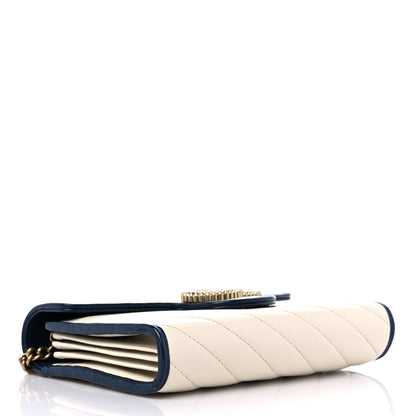 Gucci Vintage Effect Calfskin Matelasse Diagonal Torchon GG Marmont Chain Wallet Mystic White Blue Agata 4 of 10