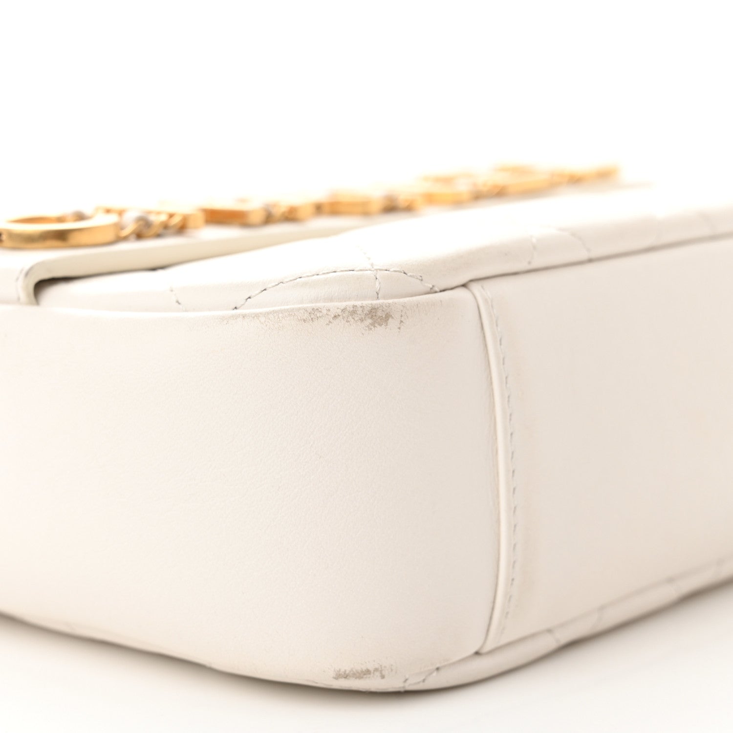 Chanel Calfskin Quilted Enchained Camera Case Bag White 9 of 13