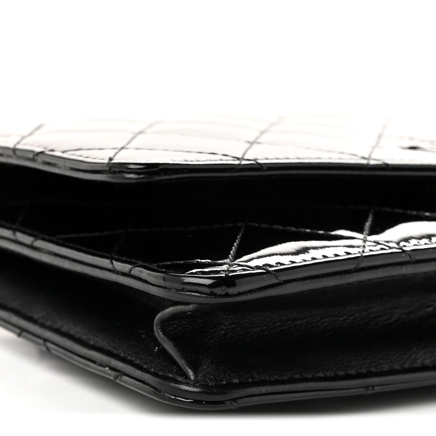 Chanel Patent Quilted Wallet On Chain WOC Black 9 of 10