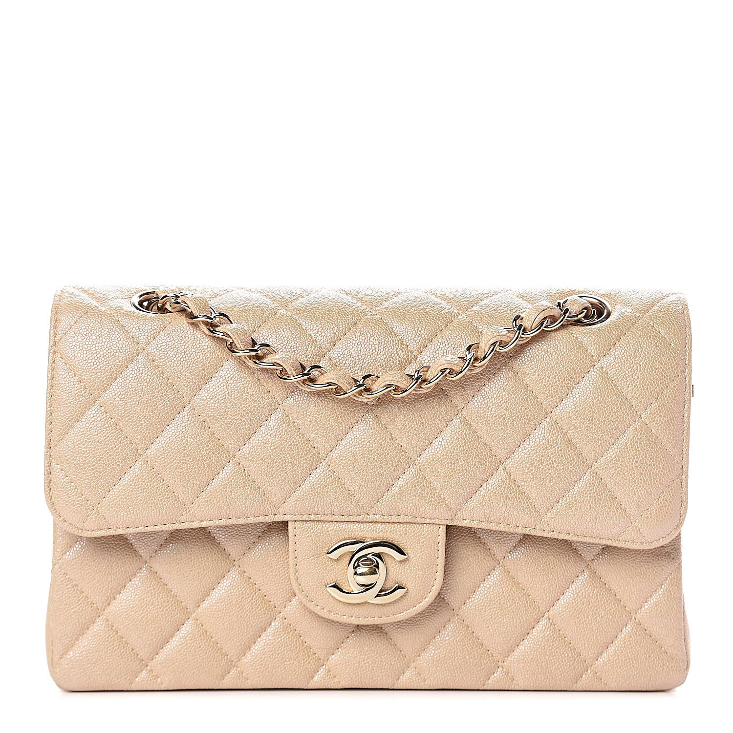 Chanel Iridescent Caviar Quilted Small Double Flap Beige 1 of 11