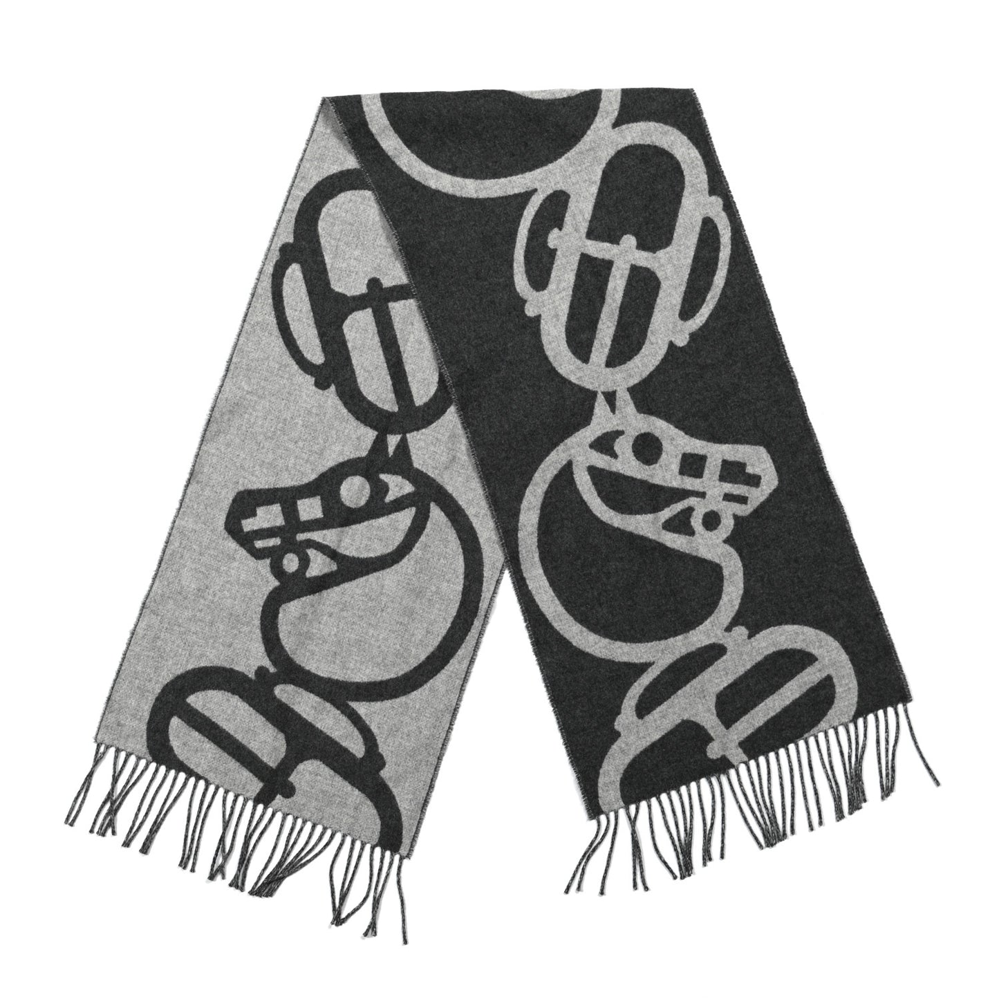 Cashmere Boucles et Camails Muffler Anthracite Gris Clair
