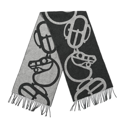 Hermes Cashmere Boucles et Camails Muffler Anthracite Gris Clair 2 of 3
