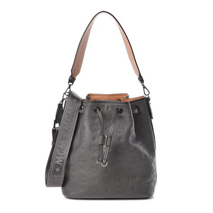 MCM Calfskin Ottomar Monogram Small Essential Bucket Charcoal 1 of 8