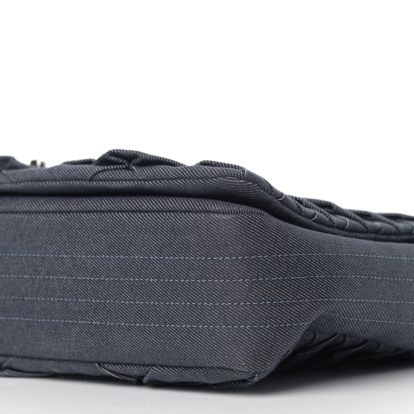 Denim Pleated Denim Turtle Flap Dark Blue