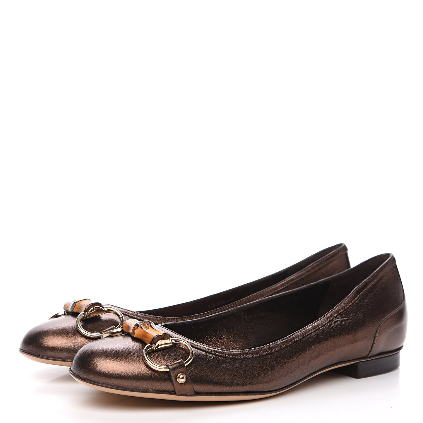 Metallic Calfskin Bamboo Ballet Flat 37 Bronze