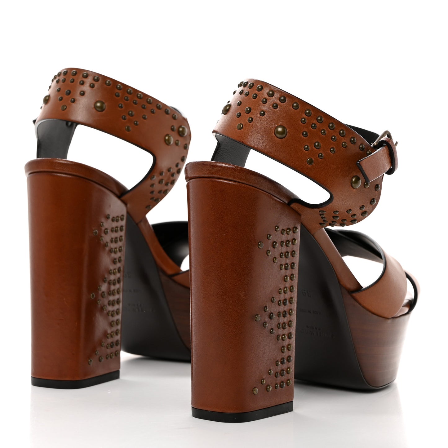 Calfskin Studded Farrah 80 Platform Sandals 39 Papaya
