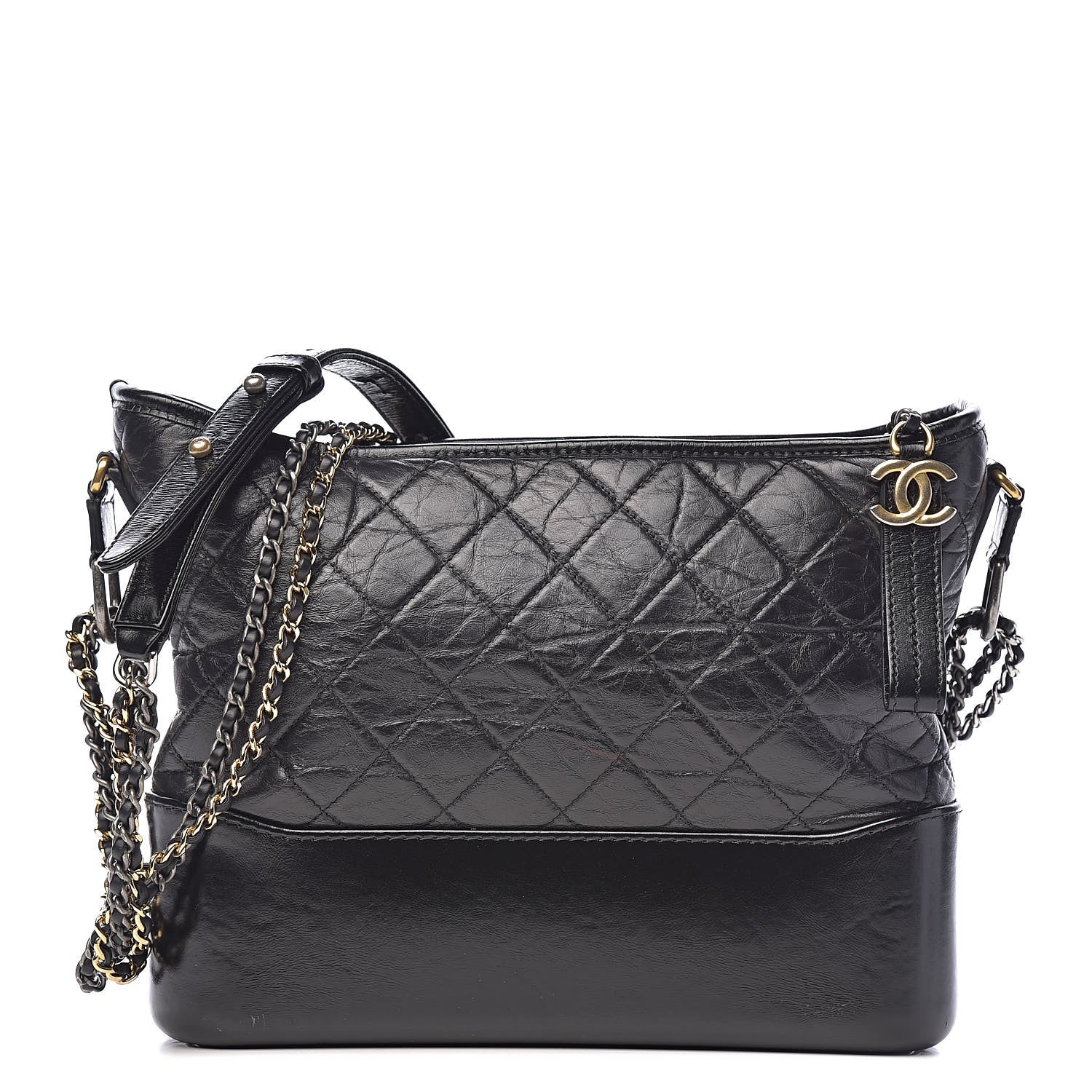 Chanel Aged Calfskin Quilted Medium Gabrielle Hobo Black 1 of 12