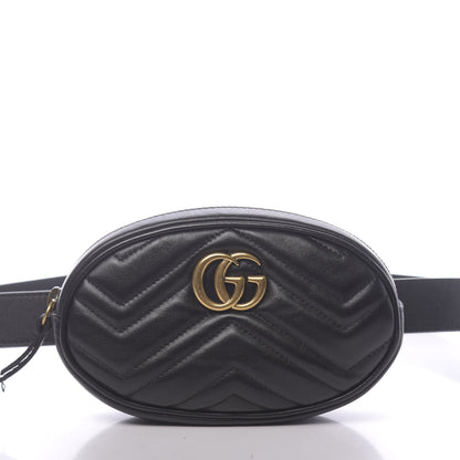 Gucci Calfskin Matelasse GG Marmont Belt Bag 95 38 Black 12 of 12