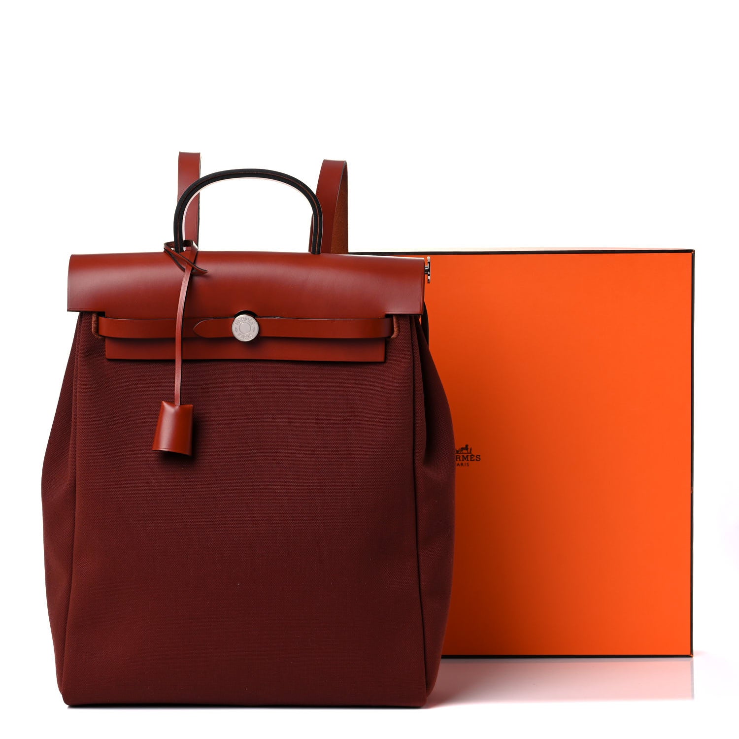 Hermes Military Toile Vache Hunter Herbag a Dos Zip Retourne Backpack Rouge H 10 of 10