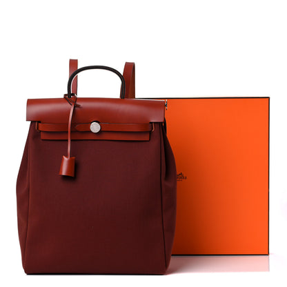 Hermes Military Toile Vache Hunter Herbag a Dos Zip Retourne Backpack Rouge H 10 of 10