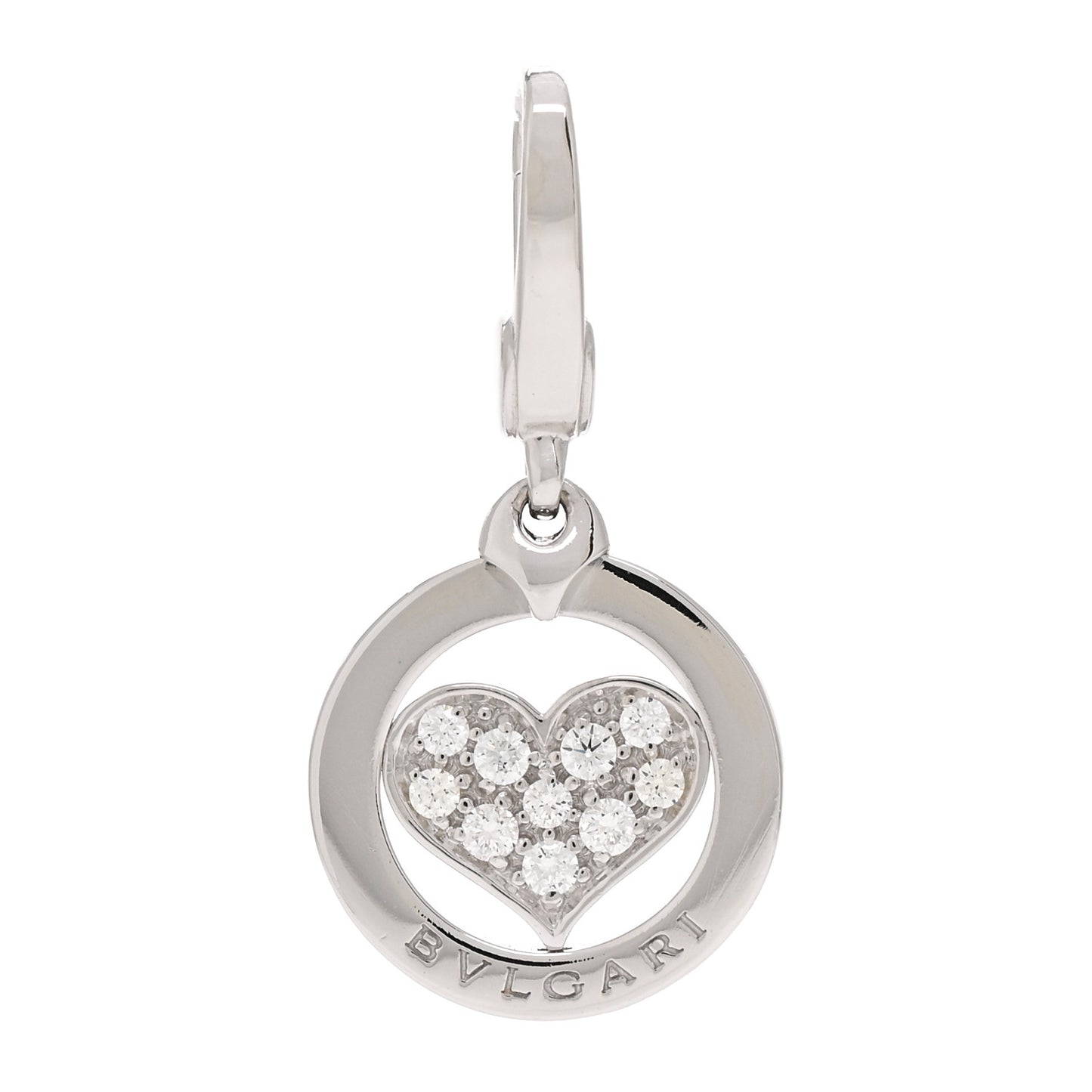 18K White Gold Diamond Tondo Heart Charm
