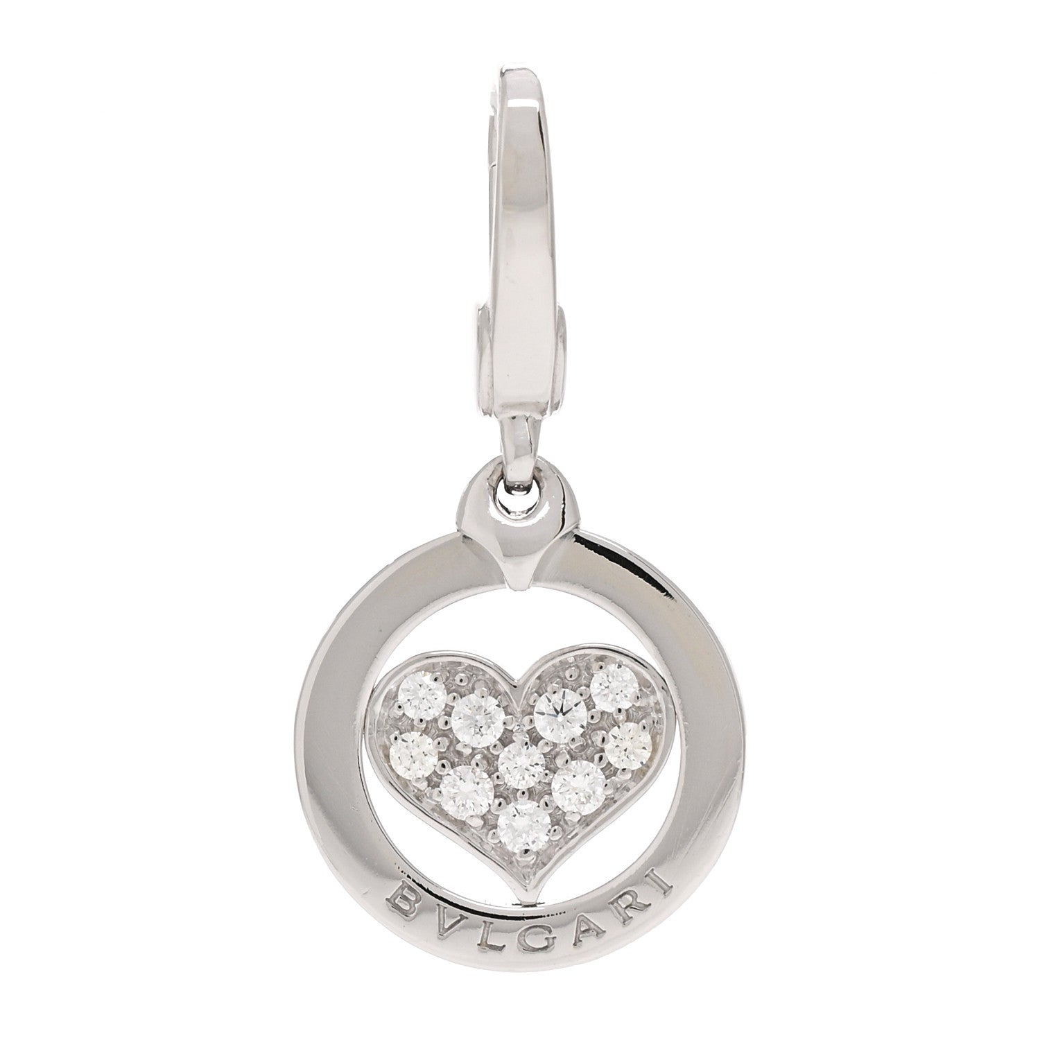 Bulgari 18K White Gold Diamond Tondo Heart Charm 1 of 3
