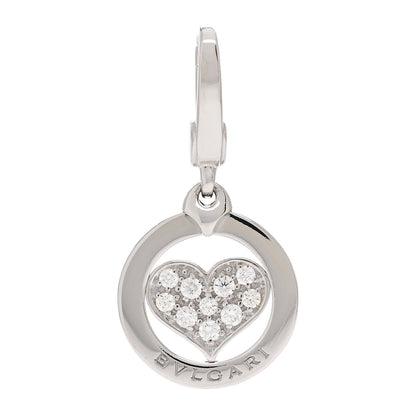 Bulgari 18K White Gold Diamond Tondo Heart Charm 1 of 3